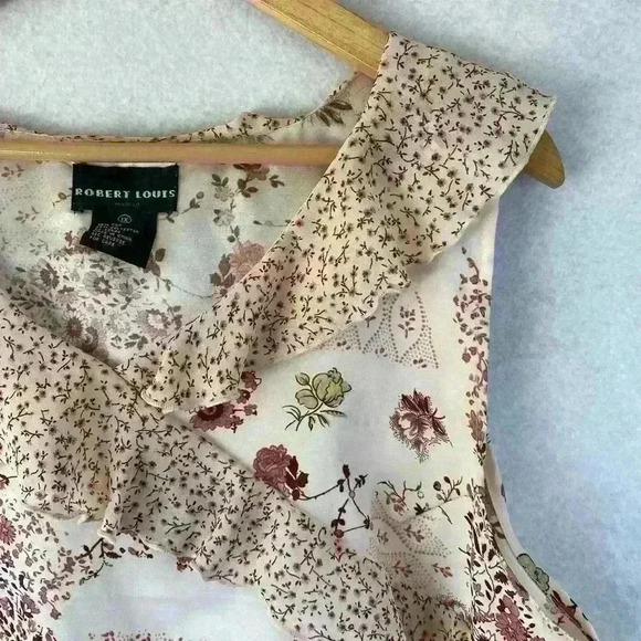 Robert Louis Silk Floral Sleeveless Ruffle V Neck Tank Top Blouse Size 1X - Picture 11 of 11